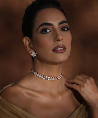 Rose gold polki choker set 1