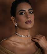 Rose gold polki choker set