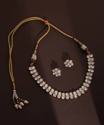 Rose gold polki choker set 2