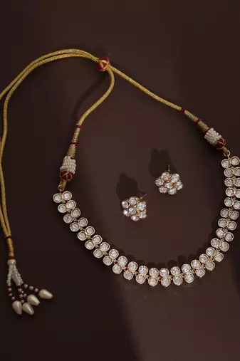 Rose gold polki choker set