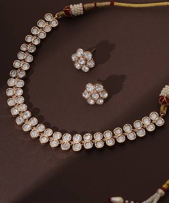 Rose gold polki choker set 4