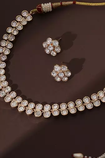 Rose gold polki choker set