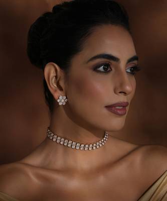 Rose gold polki choker set 5