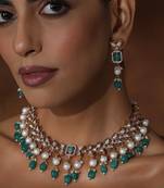 Green polki necklace set