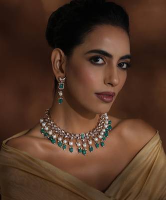 Green polki necklace set 2