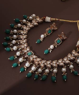 Green polki necklace set 5