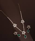 Green rose gold polki necklace set