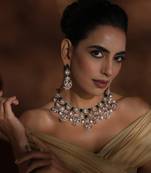 Green rose gold polki necklace set