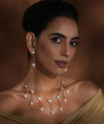 White rose gold polki necklace set 1