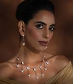 White rose gold polki necklace set