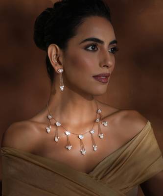 White rose gold polki necklace set 2