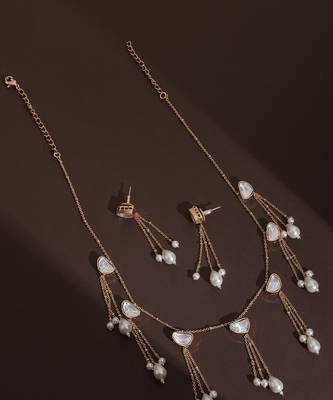 White rose gold polki necklace set 3