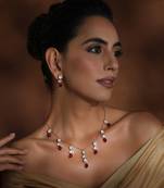 Red rose gold polki necklace set