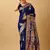 Navy blue woven design silk baluchari saree with blouse