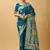 Blue woven design silk baluchari saree with blouse