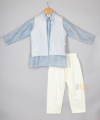 Blue heart jacket kurta with pants 1