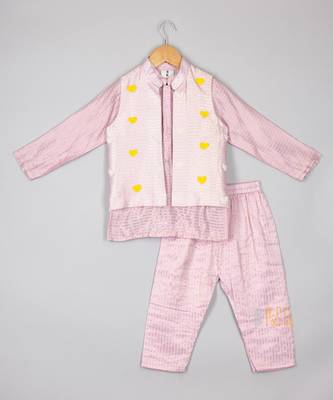 Lavender heart jacket kurta set 1