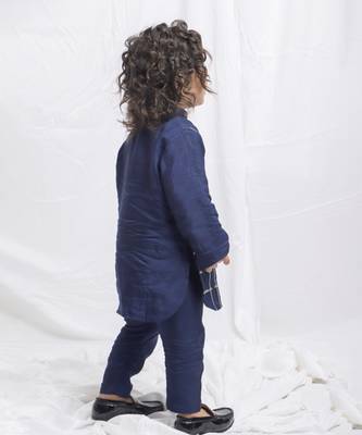 Stylish navy blue kurta and pants 2