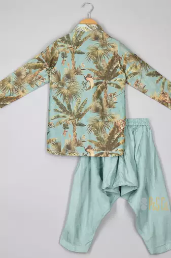 Mint tiger print kurta and patiala