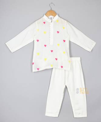 Off white heart kurta pyjama 1