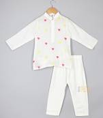 Off white heart kurta pyjama