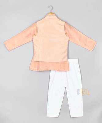 Pink faux mirror nehru jacket set 2