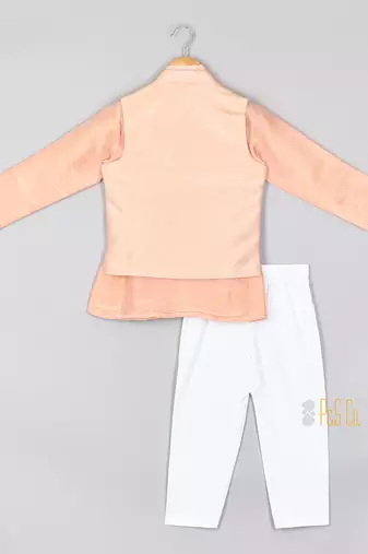 Pink faux mirror nehru jacket set