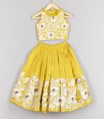 Gota lace dark yellow ghagara and blouse set