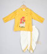 Keshariya line tissue kurta with dhoti