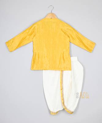 Keshariya line tissue kurta with dhoti 2