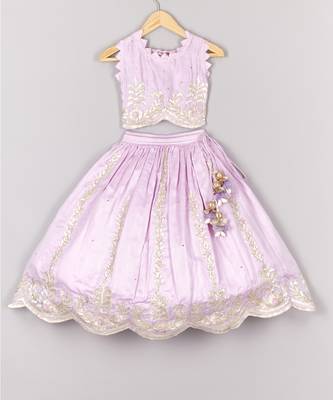 Gota embroidered lavender ghagara blouse set 1