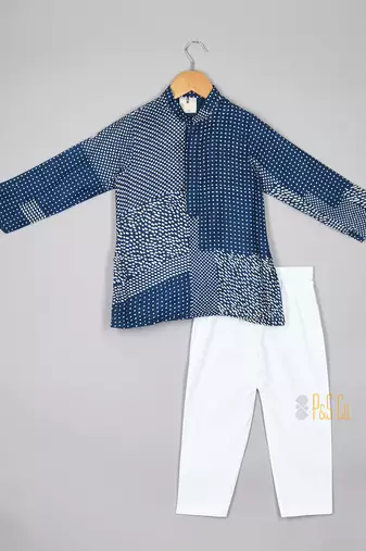 Two in one printed nehru jacket set