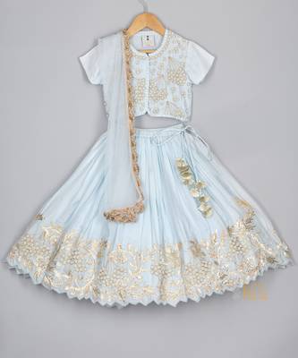 Moti blue top and lehenga set 1