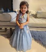 Powder blue heart halter neck ghagara blouse set