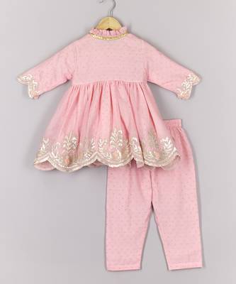 Gota embroidered pink angrakha and pant set 2
