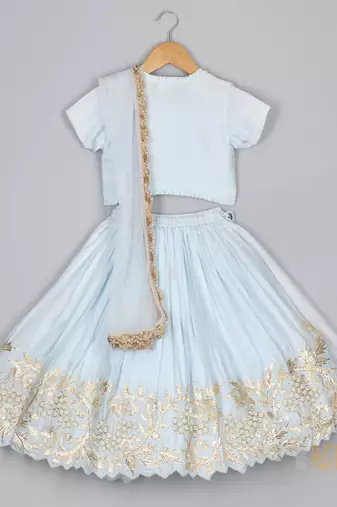 Moti blue top and lehenga set