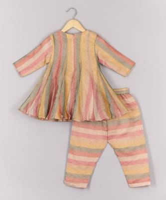 Multicolour tissue peplum and pant set 2