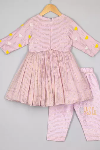 Lime green heart ghagara and blouse set
