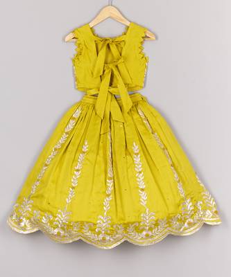 Gota embroidered lime green ghagara blouse set 2