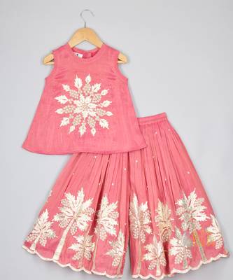 Stunning gota work pink top and palazzo set 1