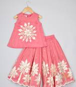 Stunning gota work pink top and palazzo set