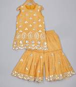 Mustard mirror kurta and sharara set