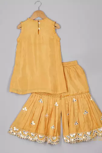 Mustard mirror kurta and sharara set