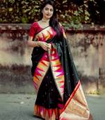 Black color silk blend sarees with blouse