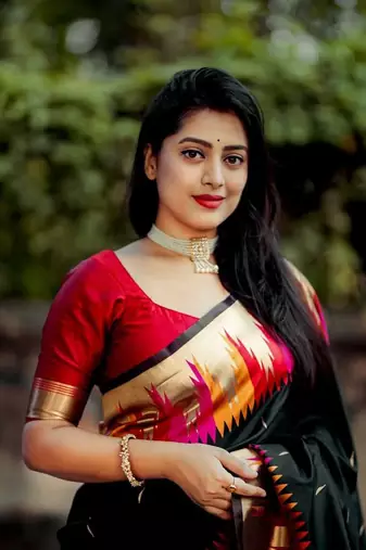 Black color silk blend sarees with blouse