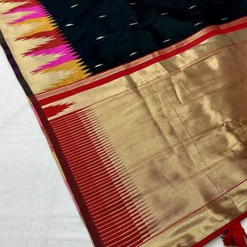 Black color silk blend sarees with blouse 4