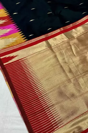 Black color silk blend sarees with blouse