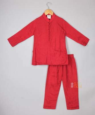 Kurta with flower embroidered open jacket with pyjama 3