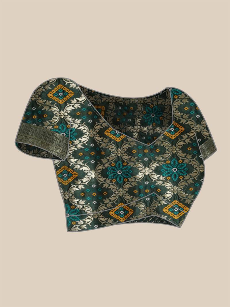 Maroon jacquard cotton silk blend banarasi bandhani Saree