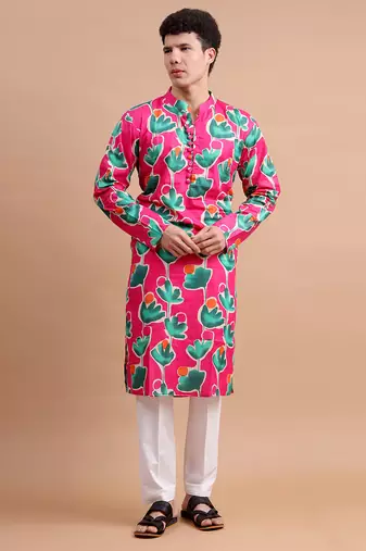 Pink men's kurta set